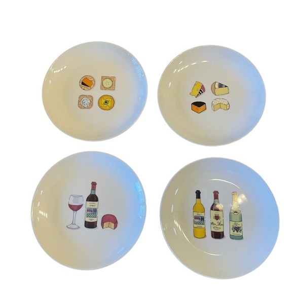 VTG 4 Wine & Cheese Appetizer Snack Plates Nancy Green Boston Warehouse Trading - Picture 1 of 6